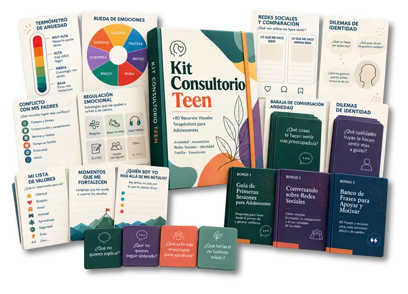 Kit Consultorio Teen: +80 recursos visuales terapéuticos para adolescentes